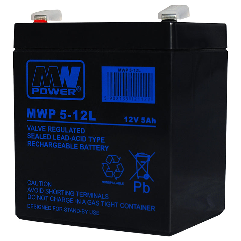 Acumulator staționar AGM VRLA de 12 V și 5 Ah MWP BAT12V5MWP