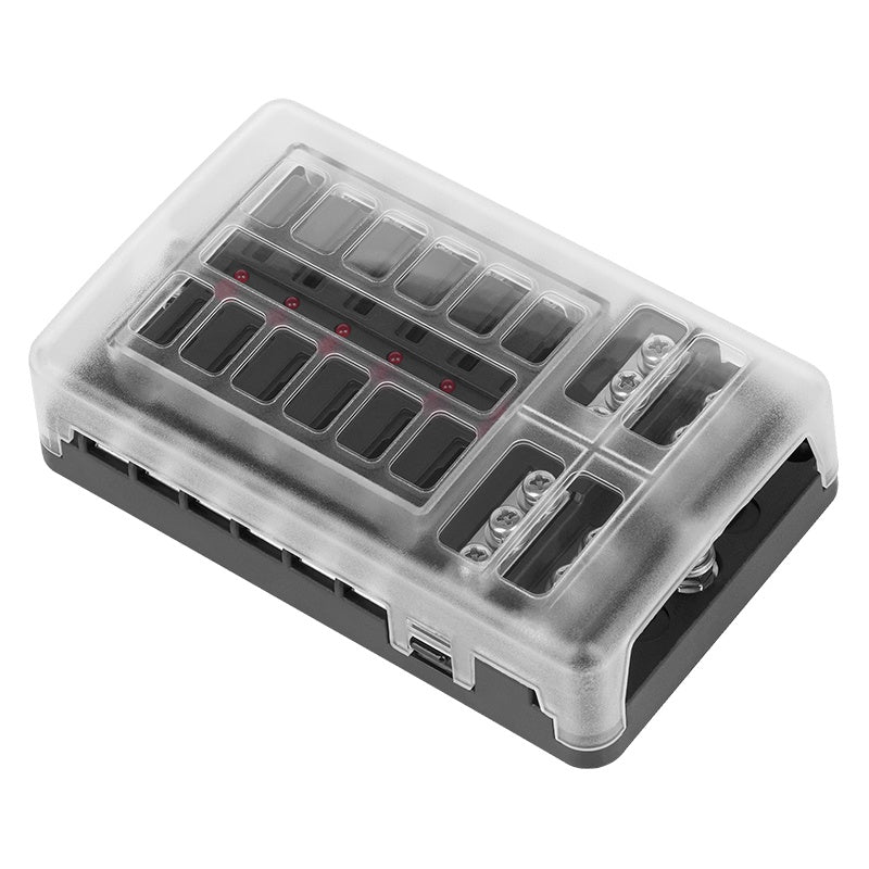 Bloc siguranțe auto pentru 12 circuite de 19 mm, 32 V și 100 A BEZ4015-12