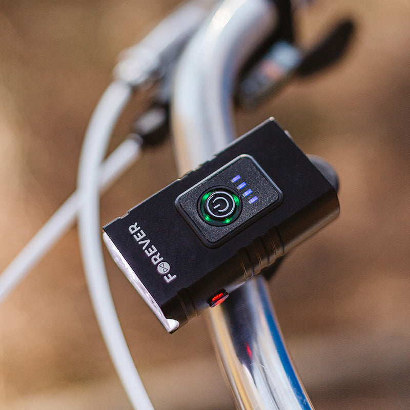 Set lumini bicicletă față-spate cu acumulator, LED, reîncărcare USB, Forever BIKE00013