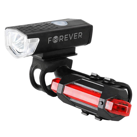 Set lumini bicicletă față-spate LED BLG-100, rezistent la stropire, Forever BIKE00014