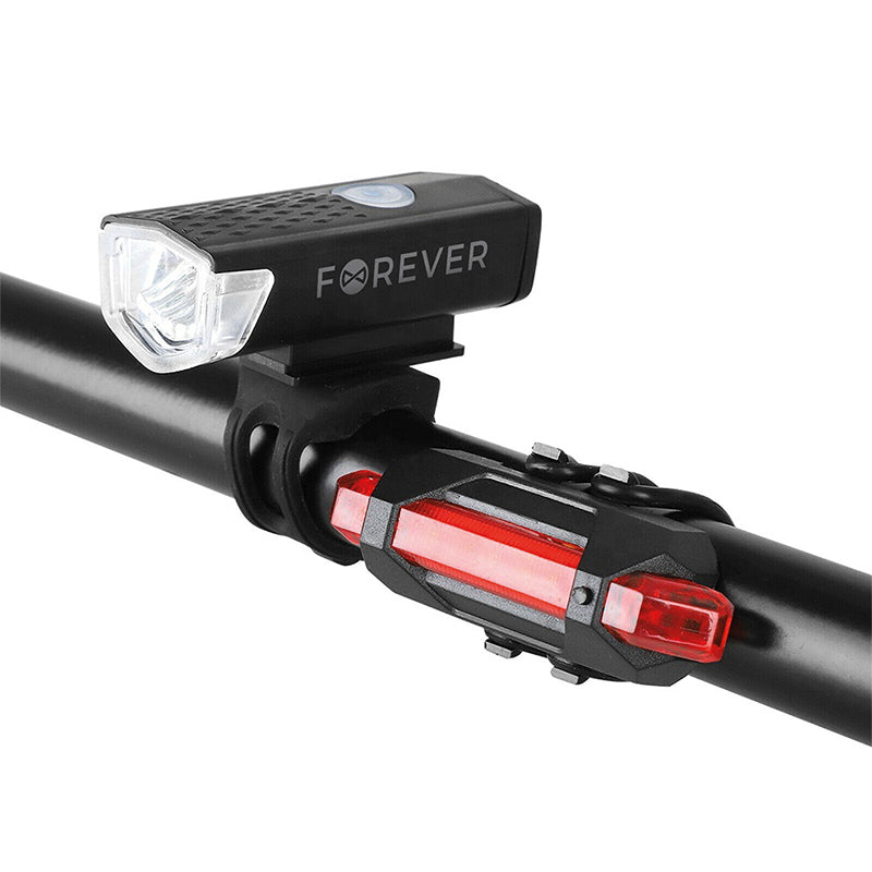 Set lumini bicicletă față-spate LED BLG-100, rezistent la stropire, Forever BIKE00014