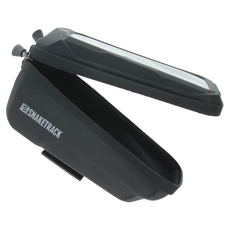 Geantă bicicletă impermeabilă cu suport telefon, prindere pe cadru, neagră Snake Track BIKE1100002