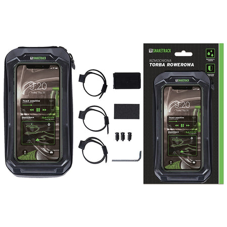 Geantă bicicletă impermeabilă cu suport telefon, prindere pe cadru, neagră Snake Track BIKE1100002