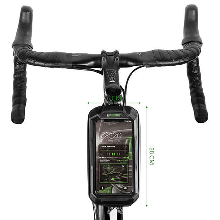 Geantă bicicletă impermeabilă cu suport telefon, prindere pe cadru, neagră Snake Track BIKE1100002