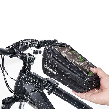 Geantă bicicletă impermeabilă cu suport telefon, prindere pe cadru, neagră Snake Track BIKE1100002