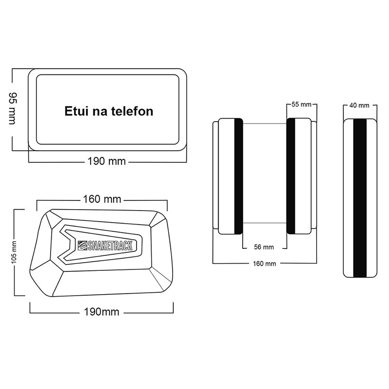 Geantă bicicletă cu suport pentru telefon, impermeabilă, IP54, Snake Track BIKE1100004