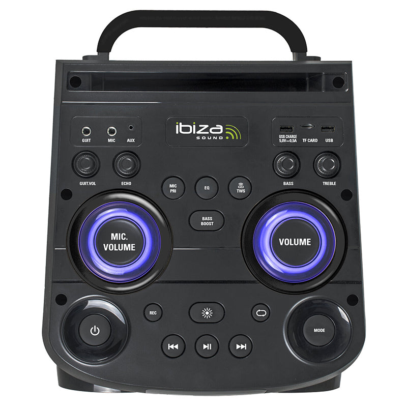 Boxă portabilă 2×10" Bluetooth/AUX/USB + microfon wireless UHF Ibiza Sound BOMBMASTER