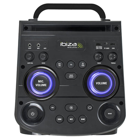 Boxă portabilă 2×10" Bluetooth/AUX/USB + microfon wireless UHF Ibiza Sound BOMBMASTER