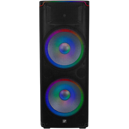 Boxă activă 250 W RMS 2×15" cu Bluetooth, USB, SD, FM, LED BoomTone DJ BOOBS215ALED