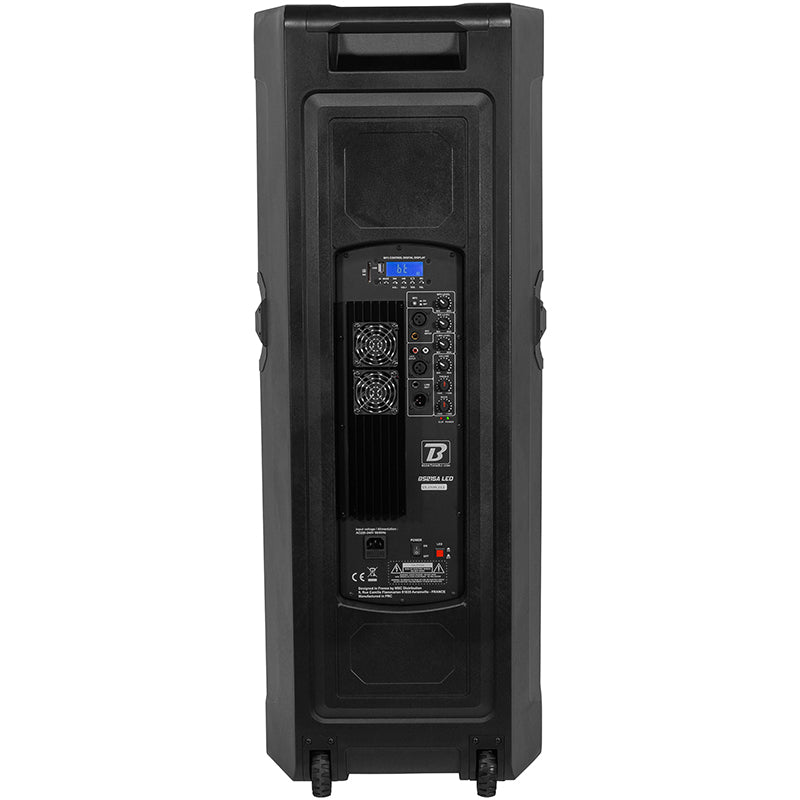 Boxă activă 250 W RMS 2×15" cu Bluetooth, USB, SD, FM, LED BoomTone DJ BOOBS215ALED