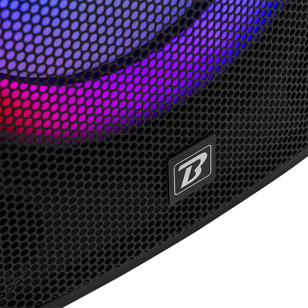 Boxă activă 250 W RMS 2×15" cu Bluetooth, USB, SD, FM, LED BoomTone DJ BOOBS215ALED