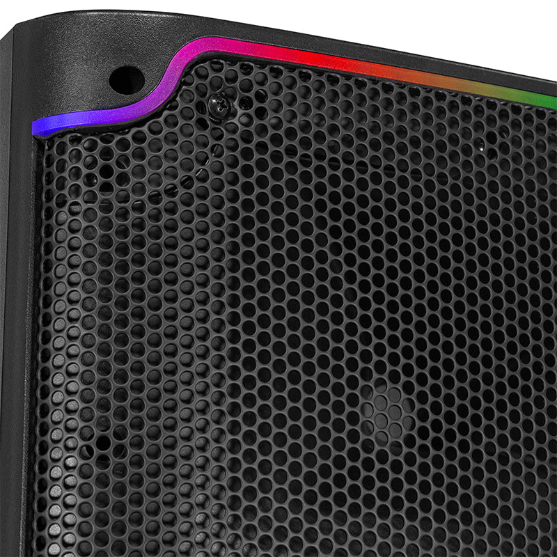 Boxă activă 250 W RMS 2×15" cu Bluetooth, USB, SD, FM, LED BoomTone DJ BOOBS215ALED