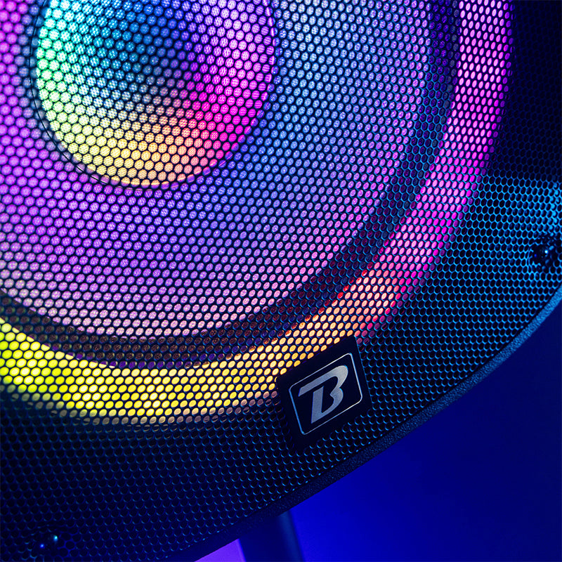 Set boxe LED 2×12" cu stative și microfon, USB/SD/BT, BoomTone DJ BOOPS212ALED