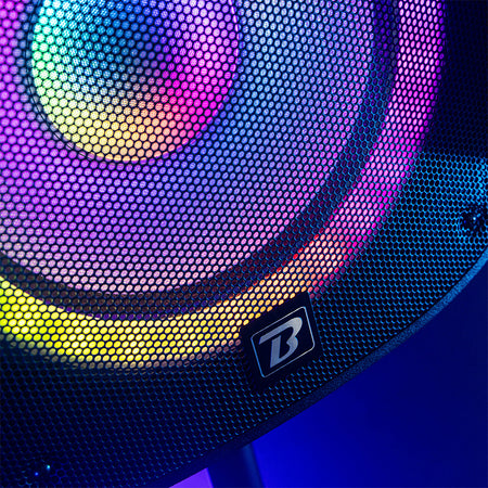 Set boxe LED 2×12" cu stative și microfon, USB/SD/BT, BoomTone DJ BOOPS212ALED