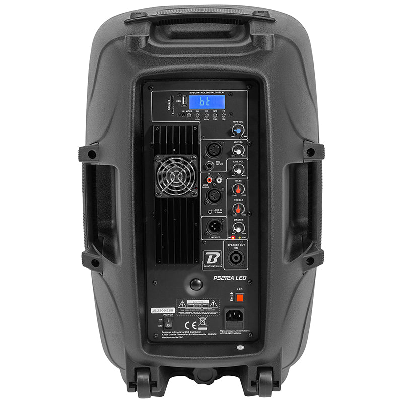 Set boxe LED 2×12" cu stative și microfon, USB/SD/BT, BoomTone DJ BOOPS212ALED