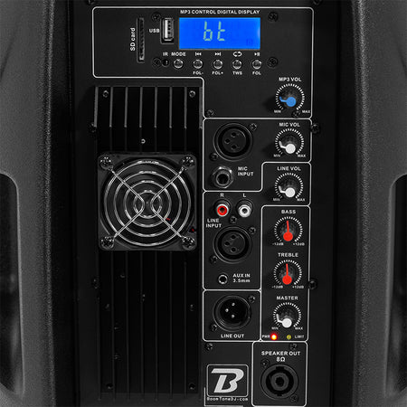 Set boxe LED 2×12" cu stative și microfon, USB/SD/BT, BoomTone DJ BOOPS212ALED