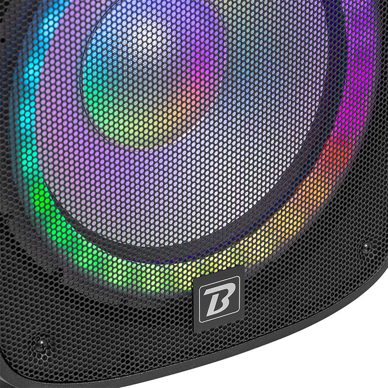 Set boxe LED 2×12" cu stative și microfon, USB/SD/BT, BoomTone DJ BOOPS212ALED
