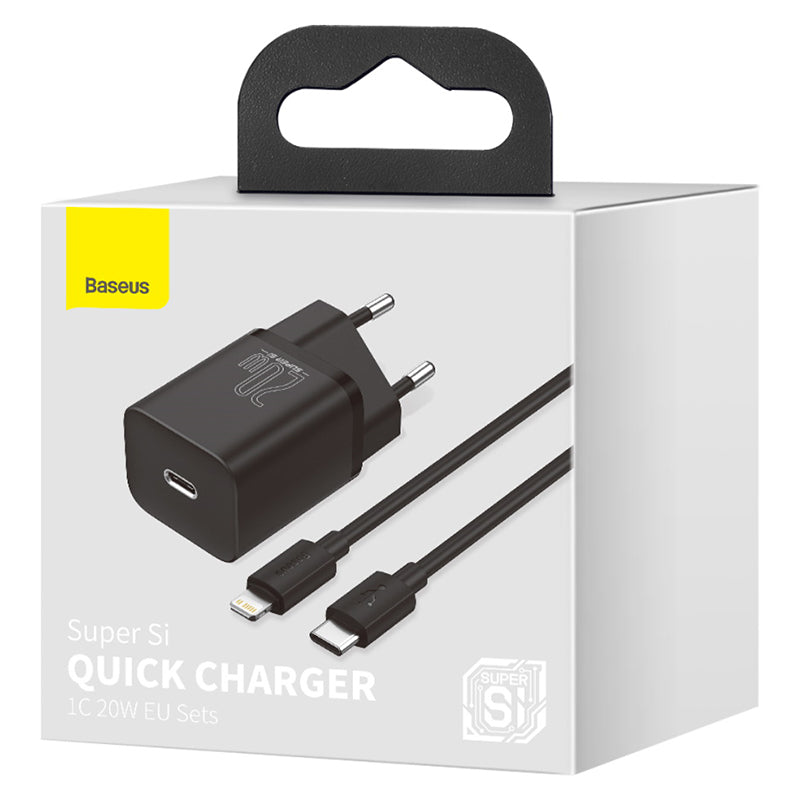 Încărcător rețea PD 20W 3A USB-C cu Lightning 1 m negru Baseus BRA010570