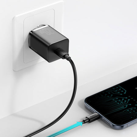Încărcător rețea PD 20W 3A USB-C cu Lightning 1 m negru Baseus BRA010570