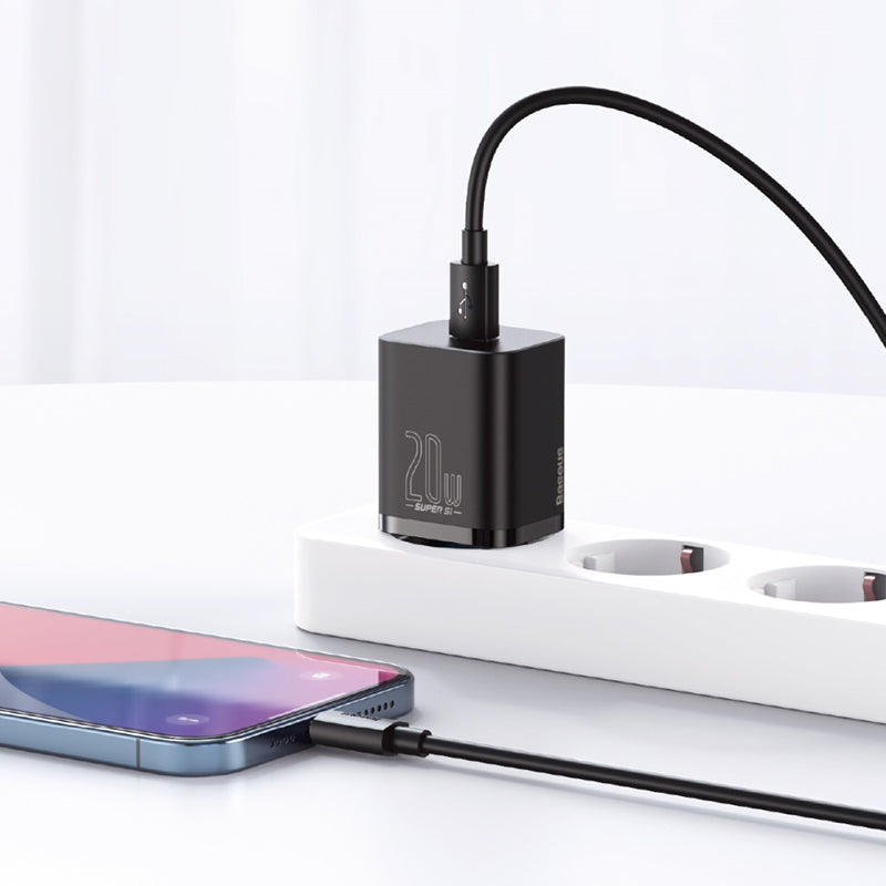 Încărcător rețea PD 20W 3A USB-C cu Lightning 1 m negru Baseus BRA010570