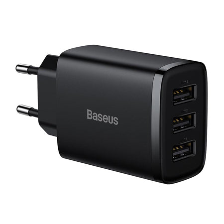 Încărcător rețea 3xUSB fast charging 17 W negru Baseus BRA011960