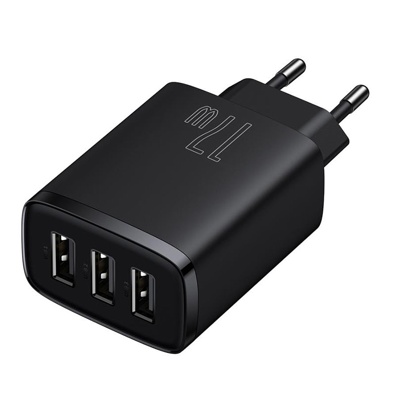 Încărcător rețea 3xUSB fast charging 17 W negru Baseus BRA011960