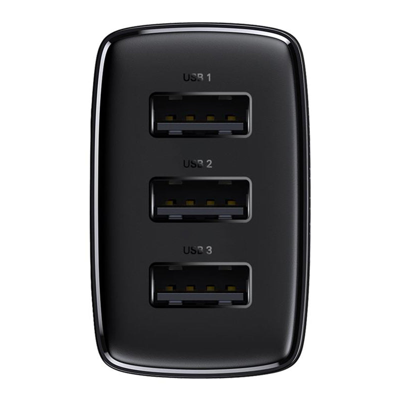 Încărcător rețea 3xUSB fast charging 17 W negru Baseus BRA011960