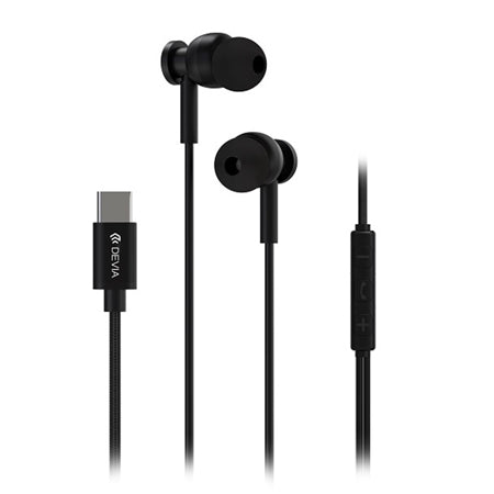Căști stereo USB-C cu fir, control muzică, 1,2 m, Devia BRA014021