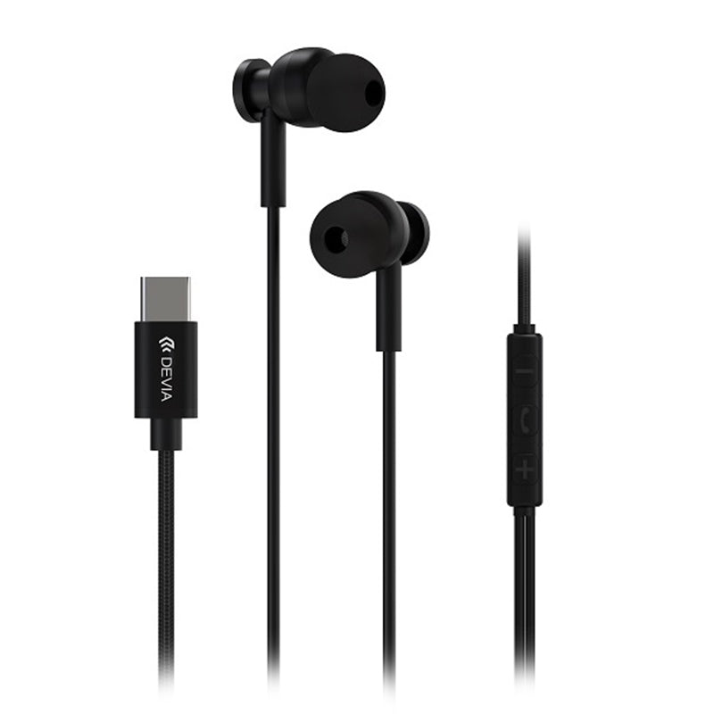 Căști stereo USB-C cu fir, control muzică, 1,2 m, Devia BRA014021