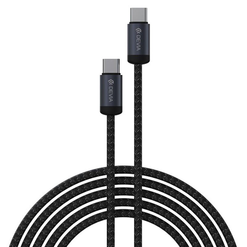 Cablu USB-C la USB-C 1 m, 60 W, 3 A, Power Delivery, negru Devia BRA014026