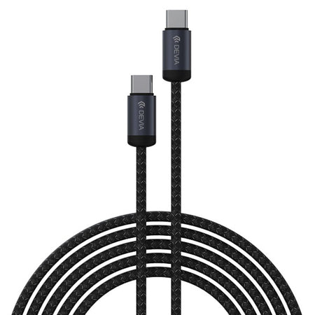 Cablu USB-C la USB-C 1 m, 60 W, 3 A, Power Delivery, negru Devia BRA014026