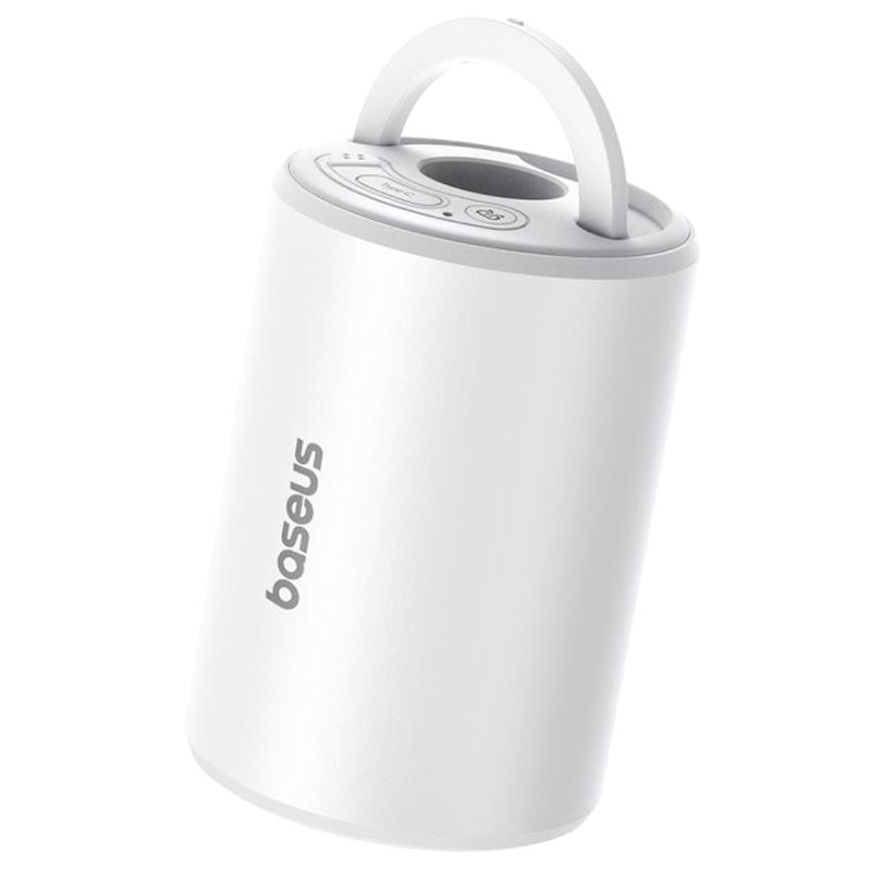Pompa portabilă aer PocketGo alb cu funcție felinar, accesorii camping Baseus BRA014059