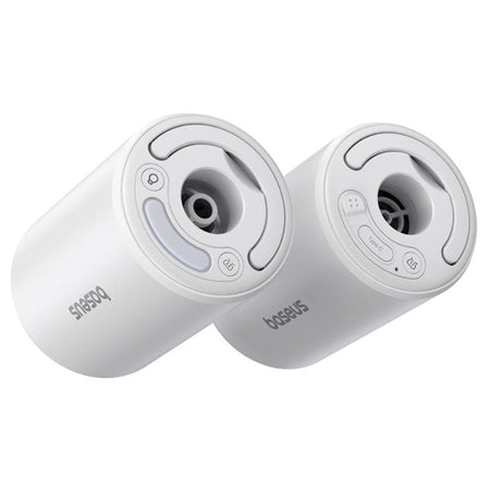 Pompa portabilă aer PocketGo alb cu funcție felinar, accesorii camping Baseus BRA014059