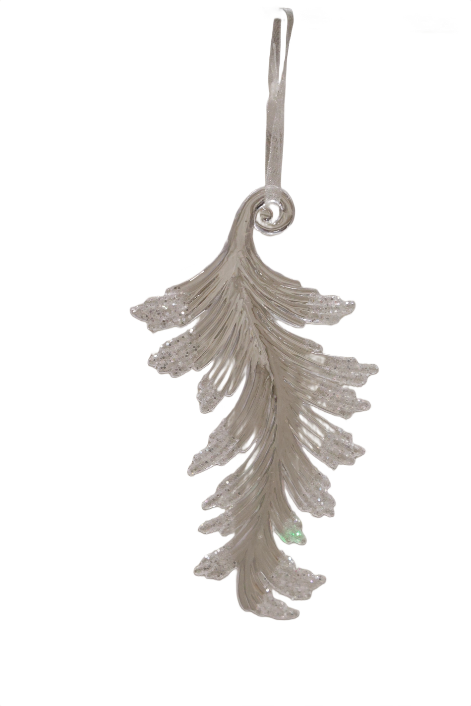 ORNAMENT BRAD PANA ALB TRANSPARENT 10X17.5CM XMAS