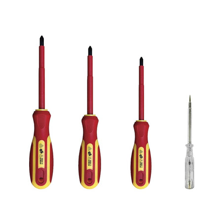 Set 4 șurubelnițe izolate VDE 1000 V de electrician cu tester de tensiune Velamp CF144