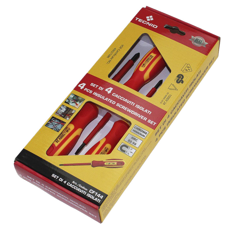 Set 4 șurubelnițe izolate VDE 1000 V de electrician cu tester de tensiune Velamp CF144