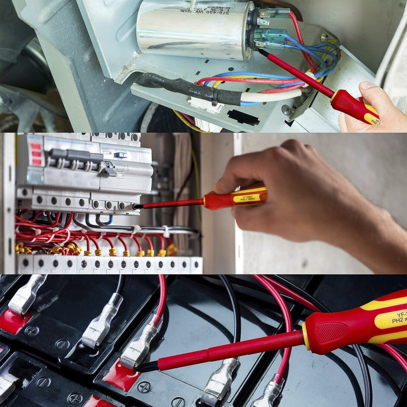 Set 4 șurubelnițe izolate VDE 1000 V de electrician cu tester de tensiune Velamp CF144