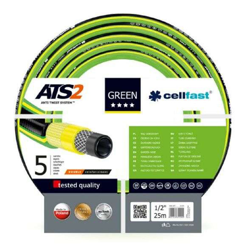 Furtun apă antirasucire 5 straturi 1/2" 25 m, rezistent UV CELLFAST CF15100R