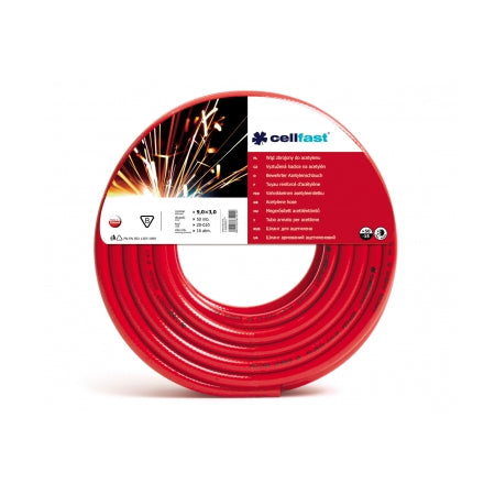 Furtun acetilenă 15 mm, 3 straturi, 50 m, rezistent temperatură și presiune, Cellfast CF20010R