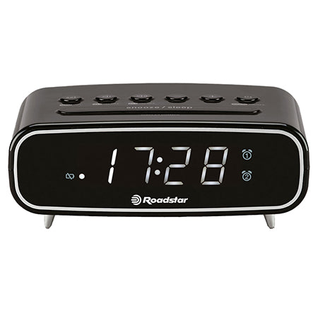 Ceas deșteptător cu radio FM, display LED, alarmă dublă, finisaj negru Roadstar CLR-2310