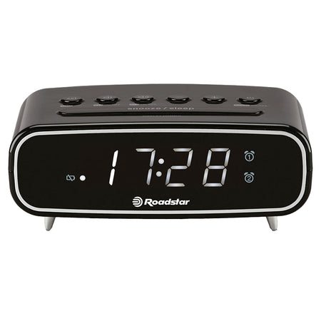 Ceas deșteptător cu radio FM, display LED, alarmă dublă, finisaj negru Roadstar CLR-2310