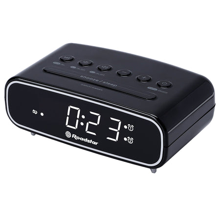 Ceas deșteptător cu radio FM, display LED, alarmă dublă, finisaj negru Roadstar CLR-2310