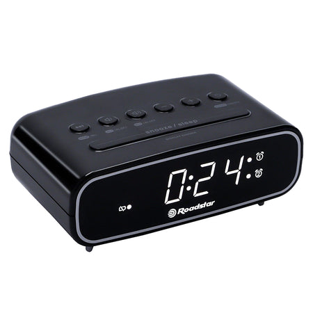 Ceas deșteptător cu radio FM, display LED, alarmă dublă, finisaj negru Roadstar CLR-2310