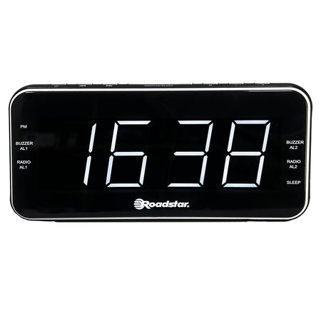 Ceas deșteptător radio FM retro, design vintage, negru, Roadstar CLR-2615