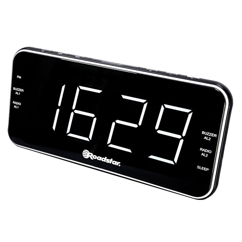Ceas deșteptător radio FM retro, design vintage, negru, Roadstar CLR-2615