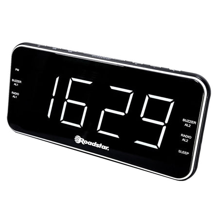 Ceas deșteptător radio FM retro, design vintage, negru, Roadstar CLR-2615