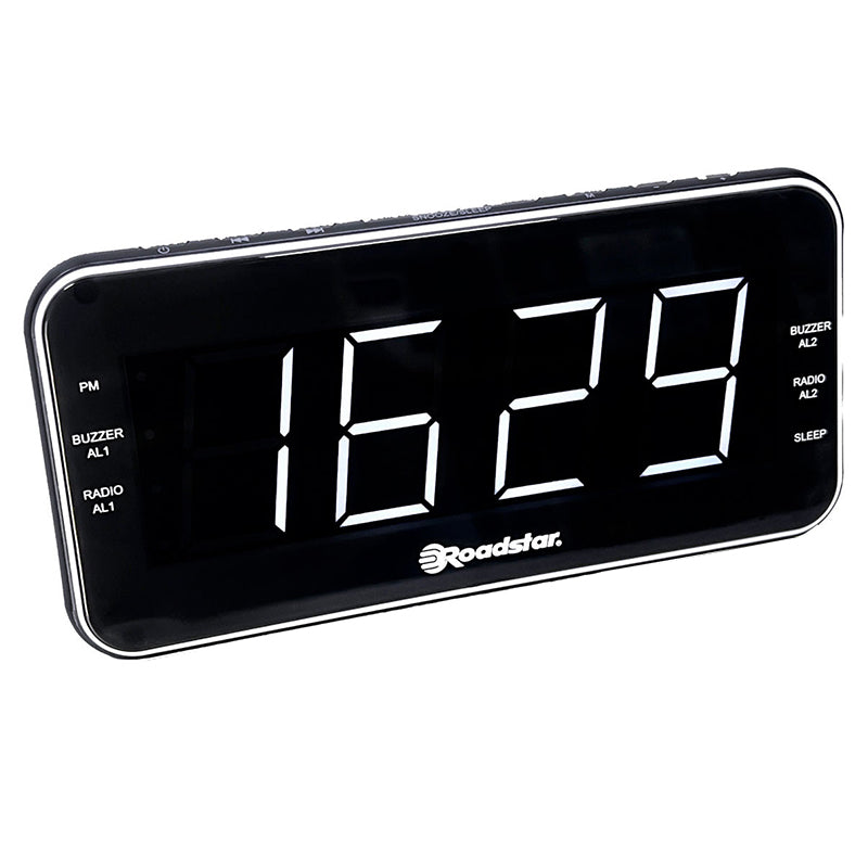 Ceas deșteptător radio FM retro, design vintage, negru, Roadstar CLR-2615