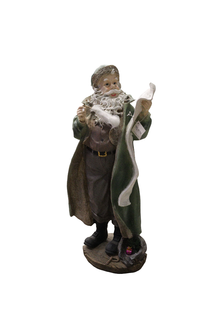 Figurina Rasina Mos Craciun Haina Verde 2855 Xmas