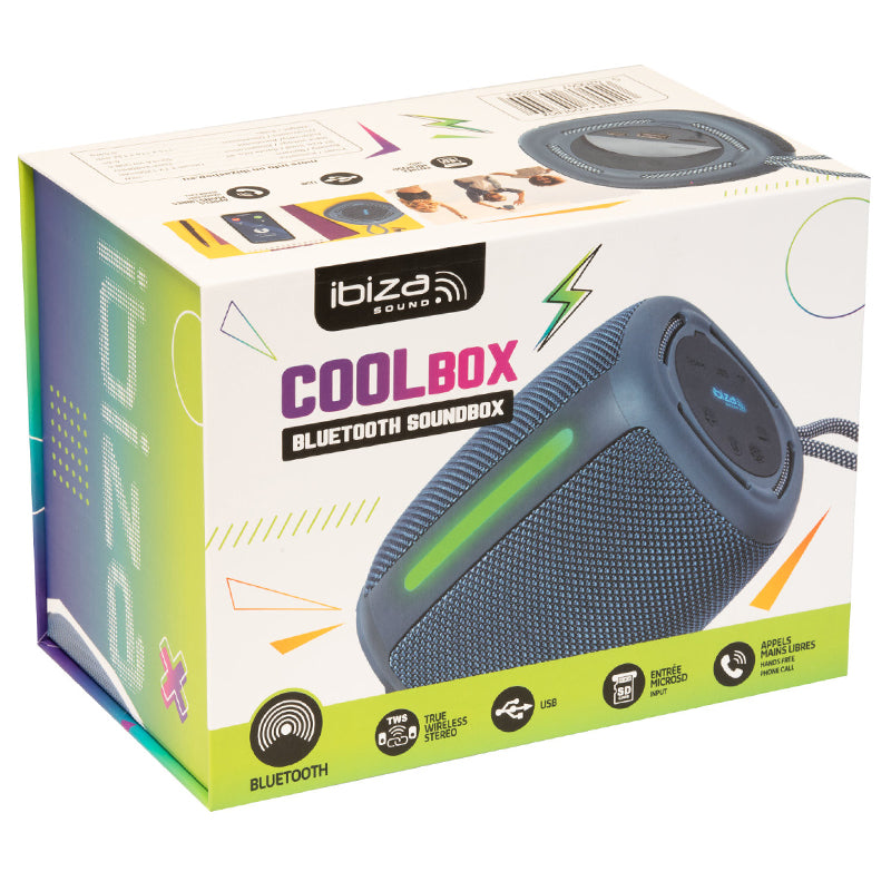 Boxă Bluetooth 10W cu TWS, USB, microSD, iluminare, Ibiza Sound COOLBOX