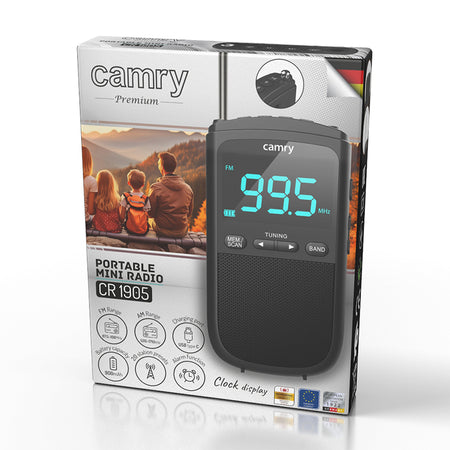 Mini radio portabil cu ceas LCD, FM AM, USB-C Camry CR1905